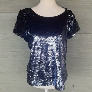 Anthropologie Leifsdottir Sequin Short Sleeve Top